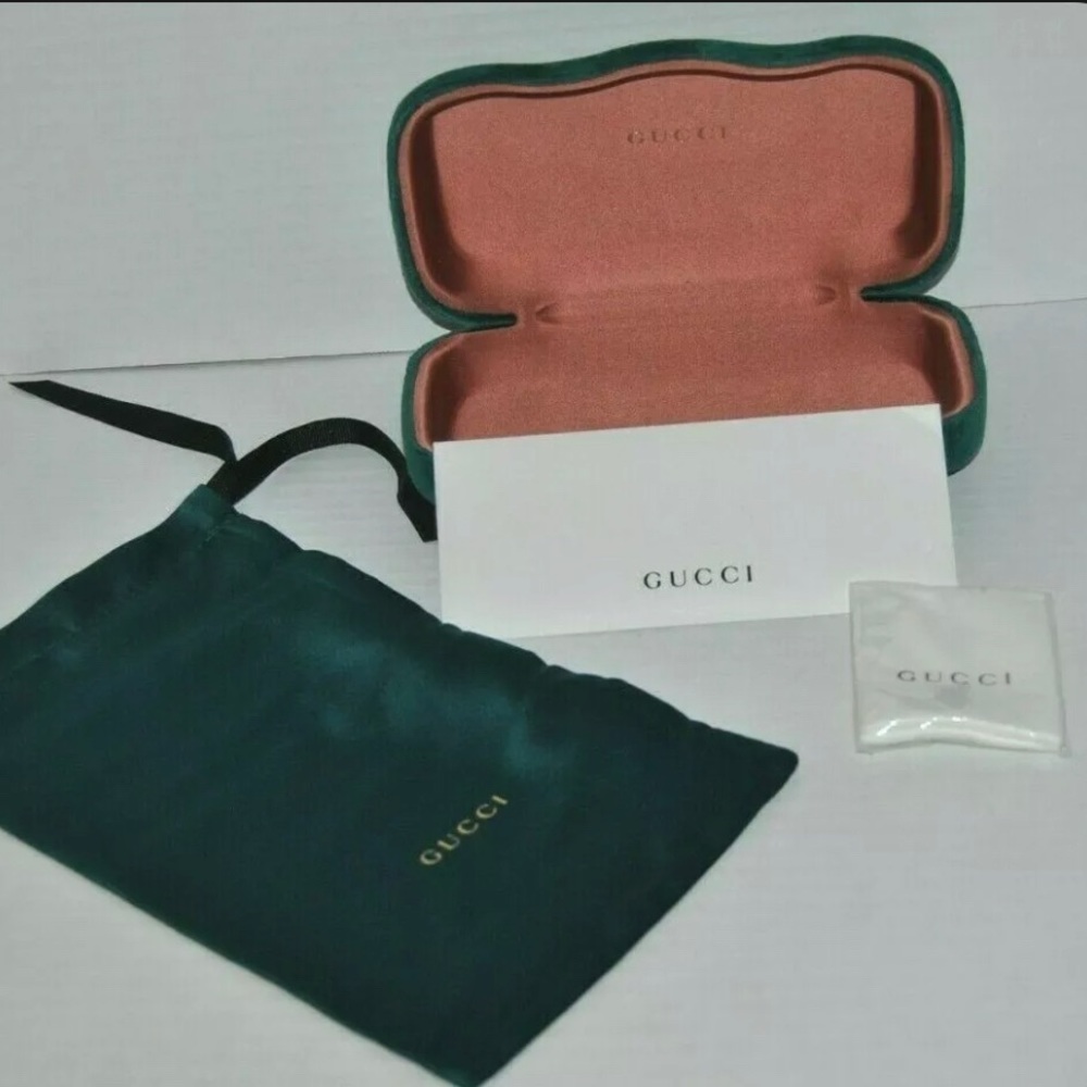 Gucci Authentic Velvet Hard Sunglass Eyeglass Case With Satin Pouch Green - Picture 1 of 3